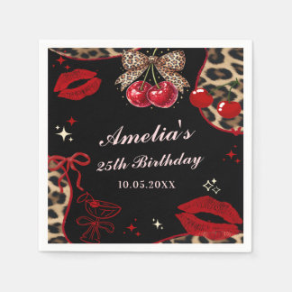 Serviette En Papier Coquette Bow Cheetah Birthday Party Napkins