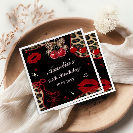 Serviette En Papier Coquette Bow Cheetah Birthday Party Napkins