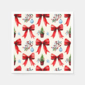 Serviette En Papier Coquette Bow et Naples d'arbre de Noël (Devant)