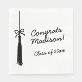 Serviette En Papier Coquette Bow Grad Tassel Black & White Graduation (Devant)