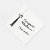 Serviette En Papier Coquette Bow Grad Tassel Black & White Graduation (Coin)