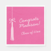 Serviette En Papier Coquette Bow Grad Tassel Pink 2025 Graduation (Devant)