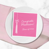 Serviette En Papier Coquette Bow Grad Tassel Pink 2025 Graduation