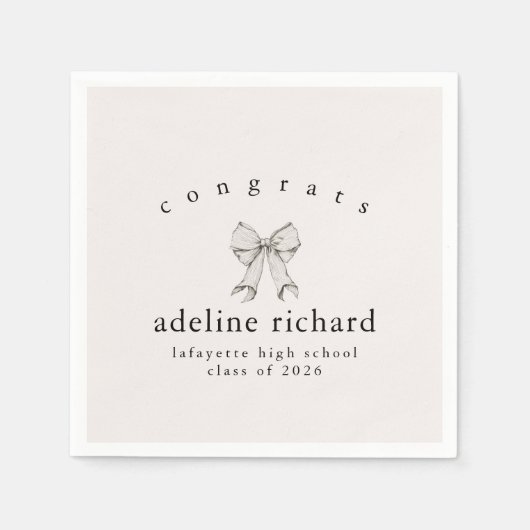 Serviette En Papier Coquette Bow Graduation Announcement (Devant)