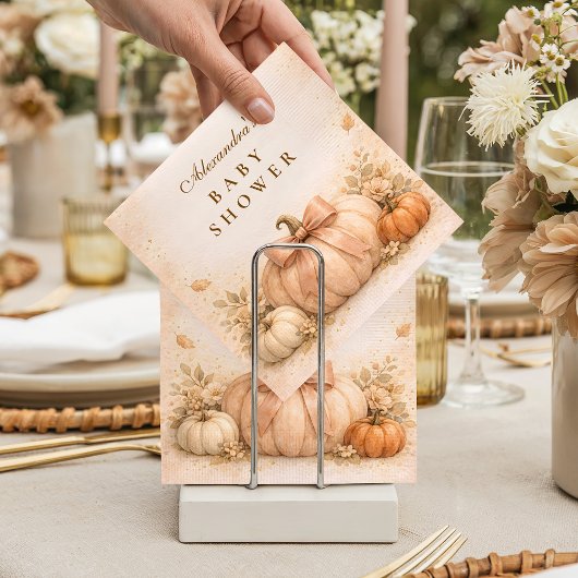 Serviette En Papier Coquette Bow Pumpkin Fall Baby Shower
