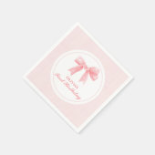 Serviette En Papier Coquette Bow rose et rayures 1er anniversaire (Coin)