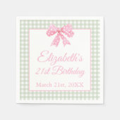 Serviette En Papier Coquette Bow rose et Sage En vichy 21e anniversair (Devant)