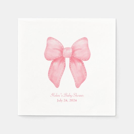 Serviette En Papier Coquette Bow rose Nom personnalisé Napkin (Devant)