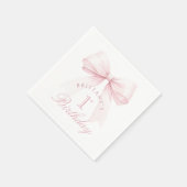 Serviette En Papier Coquette Bow rose Premier anniversaire (Coin)