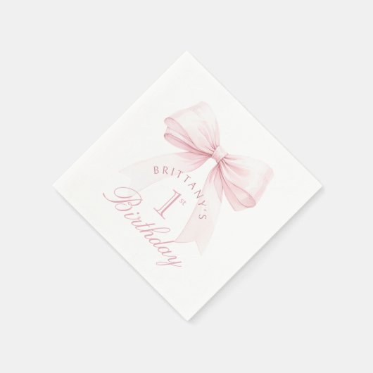 Serviette En Papier Coquette Bow rose Premier anniversaire (Coin)