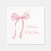 Serviette En Papier Coquette Bow rose Premier anniversaire (Devant)