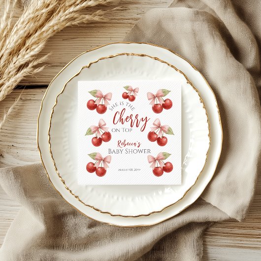 Serviette En Papier Coquette Bow rouge cerise rose sur le Baby shower