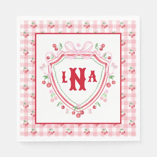 Serviette En Papier Coquette Cherry Monogam (Devant)