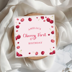 Serviette En Papier Coquette Cherry sur le papier de fin d'anniversair