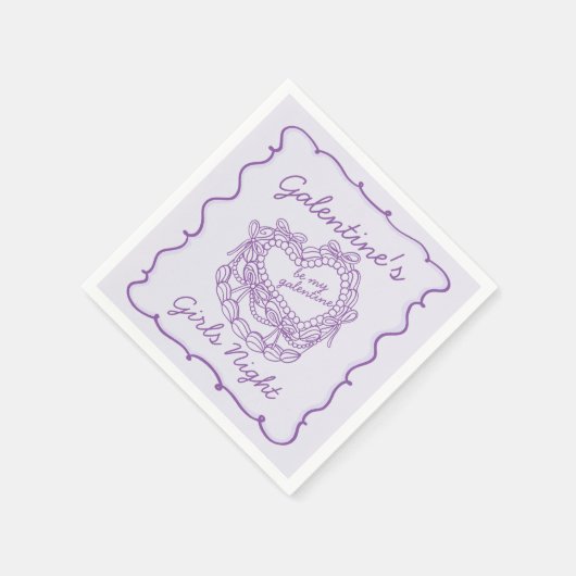 Serviette En Papier Coquette Coeur Rétro Bow Cake Galentines (Coin)