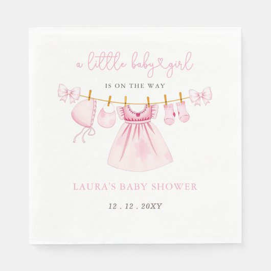 Serviette En Papier Coquette Coquette Bow Girl Baby shower (Devant)