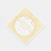 Serviette En Papier Coquette de gingham jaune pour dessert de fête d'a (Coin)