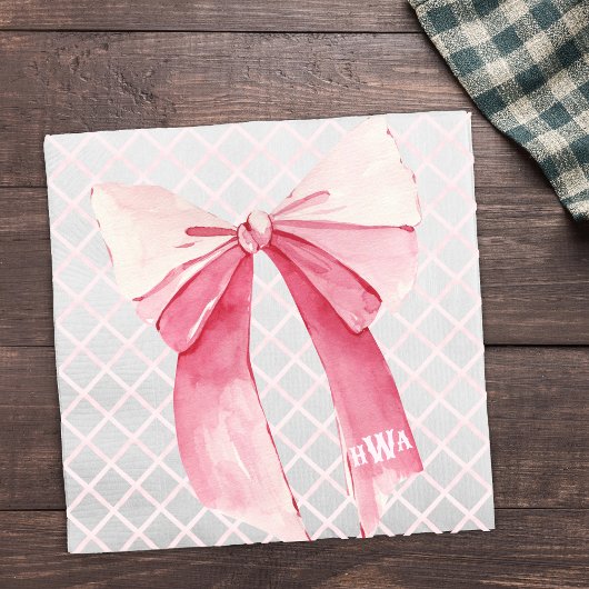 Serviette En Papier Coquette de ruban rose monogramme Napkin