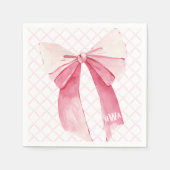 Serviette En Papier Coquette de ruban rose monogramme Napkin (Devant)