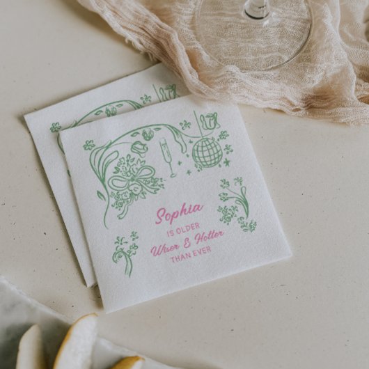 Serviette En Papier Coquette dessinée à la main, sage et audacieux ann