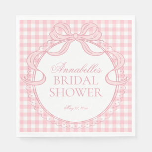 Serviette En Papier Coquette en gingham rose avec nœud papillon pour l