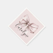 Serviette En Papier Coquette esthétique arc rose Nom personnalisé (Coin)