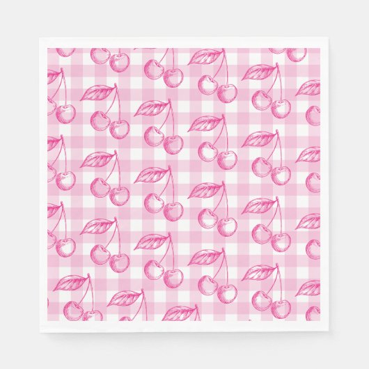 Serviette En Papier Coquette esthétique cerise rose (Devant)