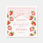 Serviette En Papier Coquette fraise premier anniversaire (Devant)