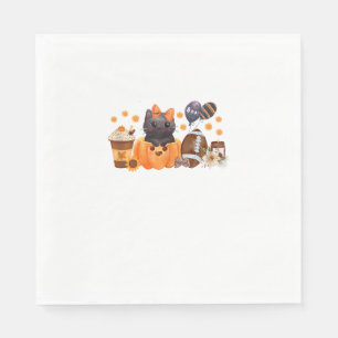 Serviette En Papier Coquette Halloween Cute Chat Citrouille Football A