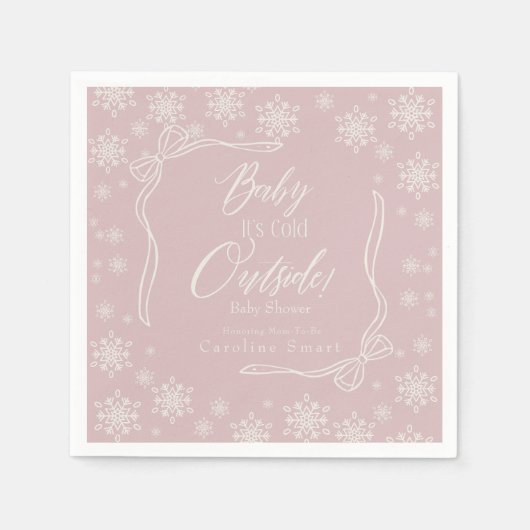 Serviette En Papier Coquette hiver Pink Baby c'est froid Papier Napkin (Devant)