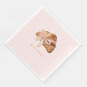 Serviette En Papier Coquette personnalisée Croissant rose Ribbon (Coin)