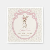 Serviette En Papier Coquette Pink Bow Bunny Rabbit Birthday Napkins (Devant)