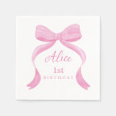 Serviette En Papier Coquette Pink Bow First Birthday Napkins (Devant)