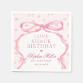 Serviette En Papier Coquette Pink Bow Love Shack Anniversaire (Devant)