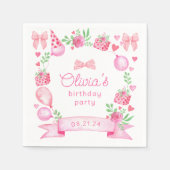 Serviette En Papier Coquette Pink Bow Preppy Girl Anniversaire (Devant)