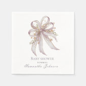 Serviette En Papier Coquette purple bow baby shower (Devant)