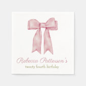 Serviette En Papier Coquette Rose Aquarelle Bow Fête Anniversaire (Devant)