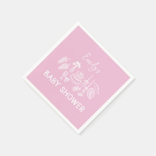 Serviette En Papier Coquette rose baby shower à main moderne (Coin)