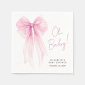 Serviette En Papier Coquette rose Bow Aquarelle bébé fille douche (Devant)