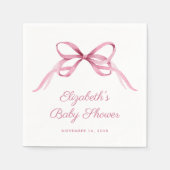 Serviette En Papier Coquette Rose Bow Baby Girl Douche (Devant)