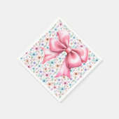 Serviette En Papier Coquette Rose Bow Design floral élégant (Coin)