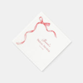 Serviette En Papier Coquette rose Fête des mariées française de ruban (Coin)