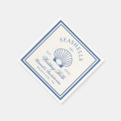 Serviette En Papier Coquillages bleus rétro et cloches Mariages Bachel (Coin)