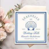 Serviette En Papier Coquillages bleus rétro et cloches Mariages Bachel