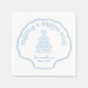 Serviette En Papier Coquillages & Cloches de Mariage Fête de Bachelore