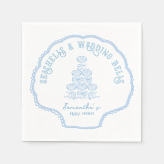 Serviette En Papier Coquillages & Cloches de Mariage Fête de Bachelore