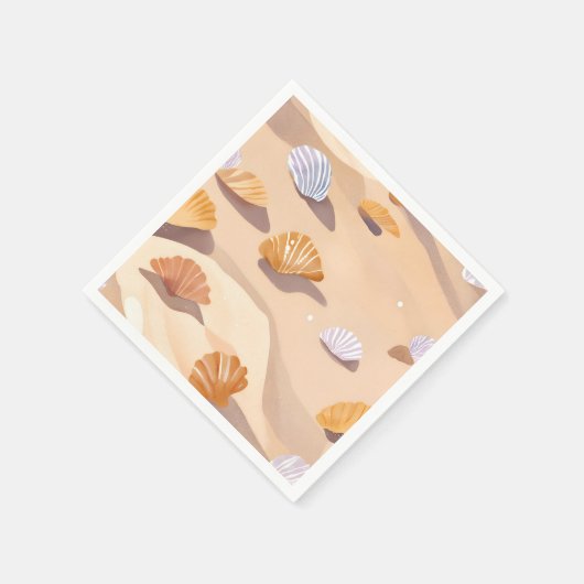 Serviette En Papier Coquillages dans le sable | Aquarelle de plage (Coin)