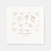 Serviette En Papier Coquillages d'aquarelle et perles Mariage côtier (Devant)