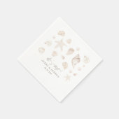 Serviette En Papier Coquillages d'aquarelle et perles Mariage côtier (Coin)