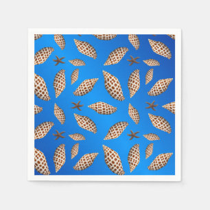 Serviette En Papier Coquillages de Junonia ttis sur le bleu